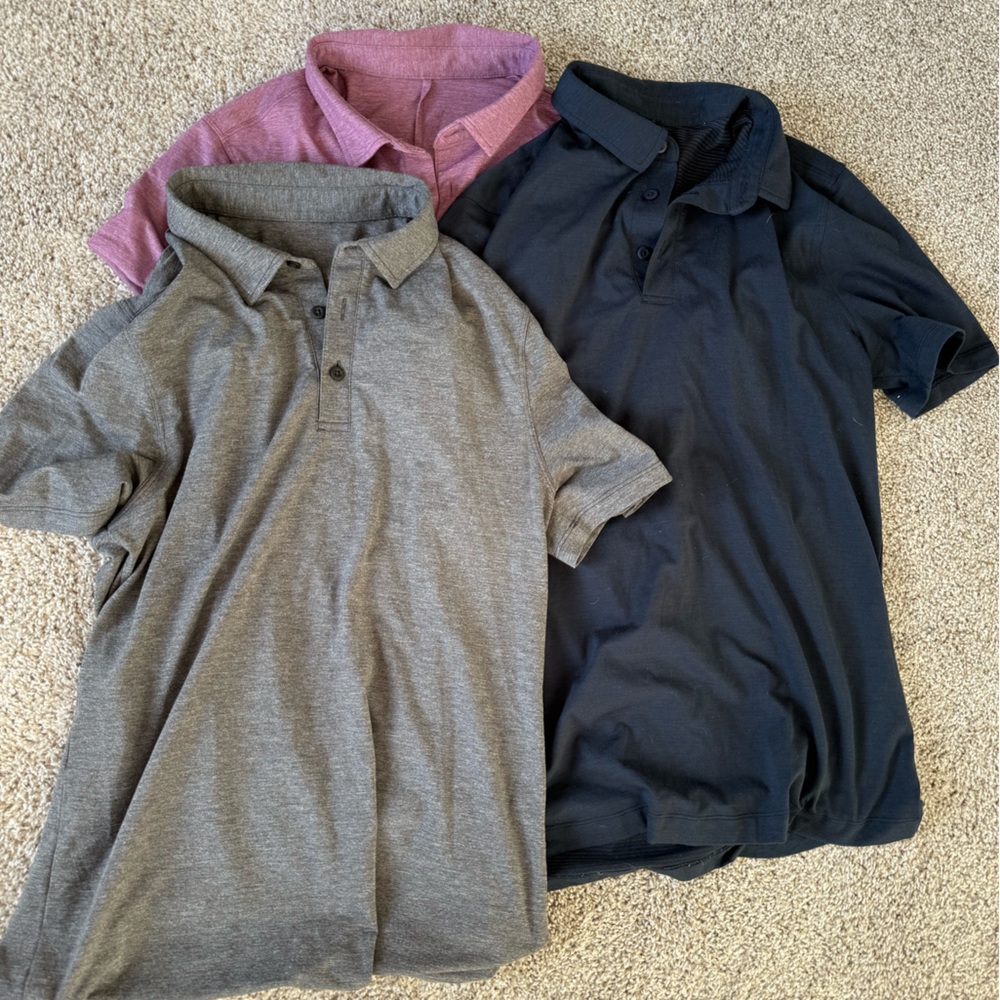 3 x Men’s Lululemon polo shirts - Size small